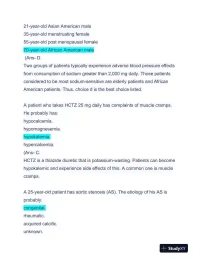 APEA Cardiovascular 3P Exam Preparation With Answers (97 Solved Questions) - Page 7 preview image