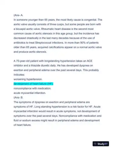 APEA Cardiovascular 3P Exam Preparation With Answers (97 Solved Questions) - Page 8 preview image