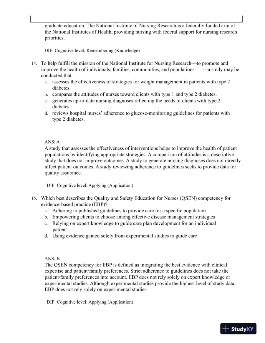 Test Bank for Understanding Nursing Research: Building an Evidence-Based Practice, 8th Edition (Chapters 1-14), page 10
