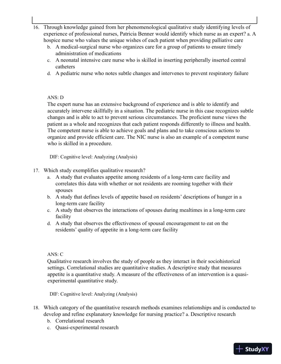 Test Bank for Understanding Nursing Research: Building an Evidence-Based Practice, 8th Edition (Chapters 1-14), page 11