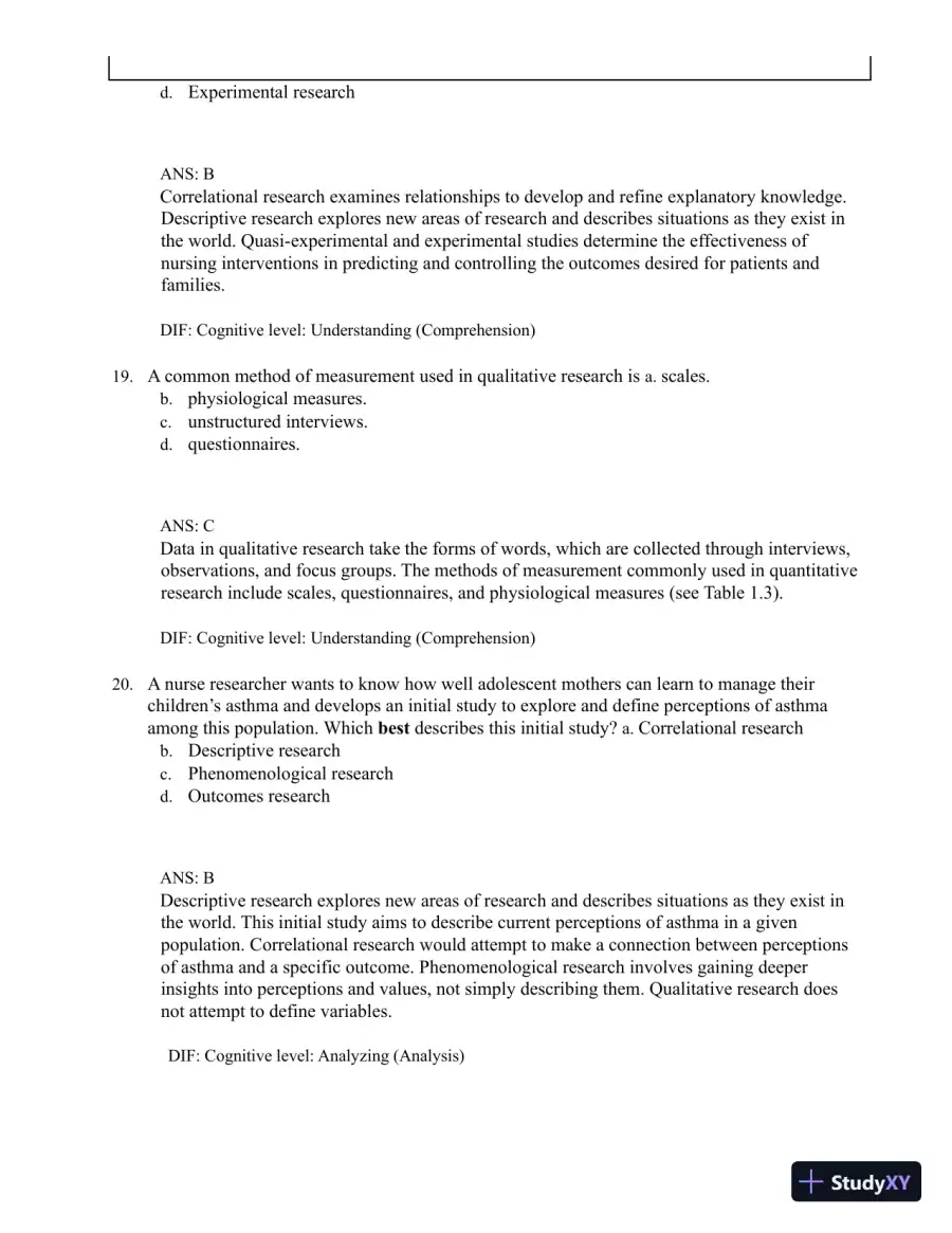 Test Bank for Understanding Nursing Research: Building an Evidence-Based Practice, 8th Edition (Chapters 1-14), page 12