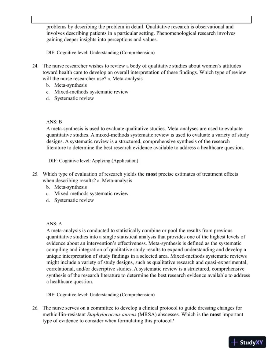 Test Bank for Understanding Nursing Research: Building an Evidence-Based Practice, 8th Edition (Chapters 1-14), page 14
