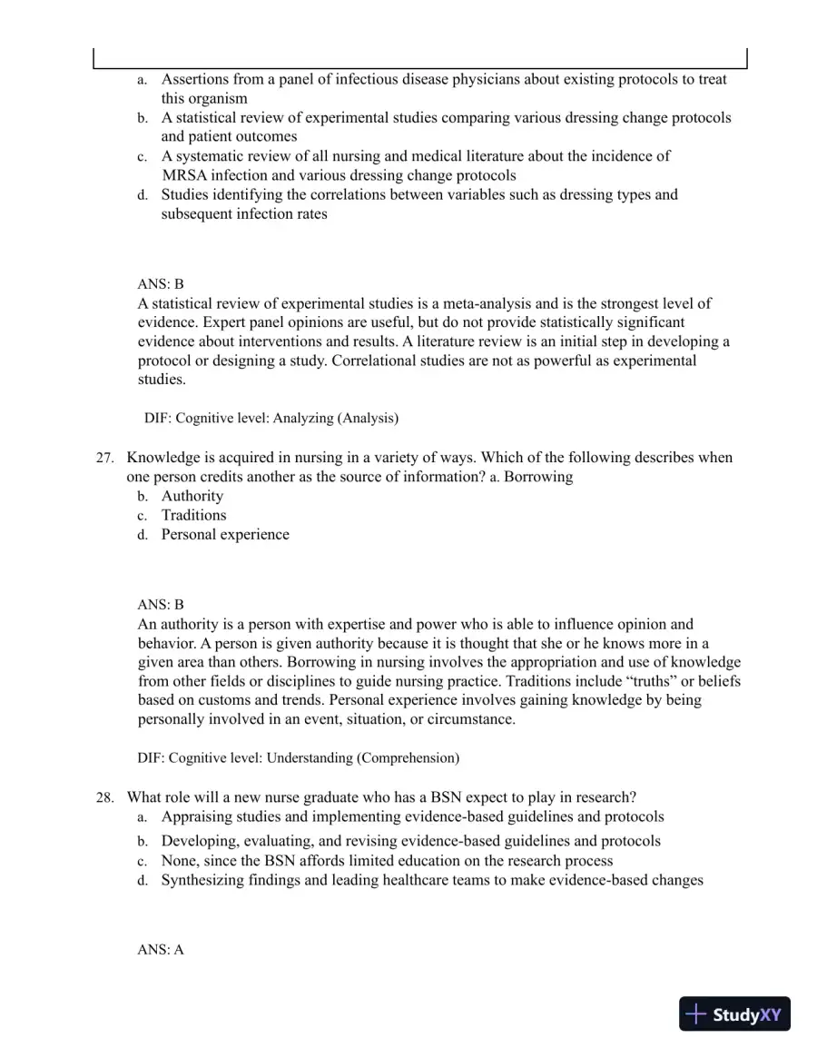 Test Bank for Understanding Nursing Research: Building an Evidence-Based Practice, 8th Edition (Chapters 1-14), page 15