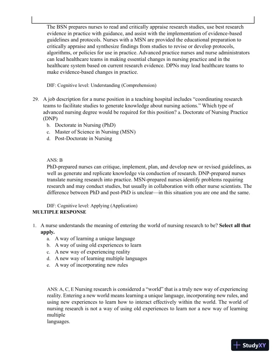 Test Bank for Understanding Nursing Research: Building an Evidence-Based Practice, 8th Edition (Chapters 1-14), page 16
