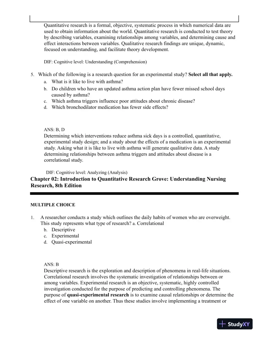 Test Bank for Understanding Nursing Research: Building an Evidence-Based Practice, 8th Edition (Chapters 1-14), page 18