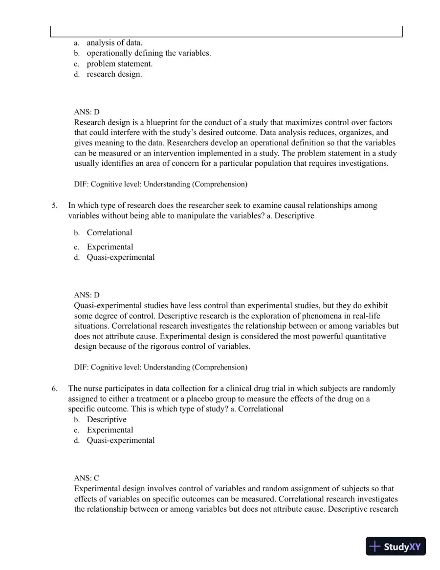 Test Bank for Understanding Nursing Research: Building an Evidence-Based Practice, 8th Edition (Chapters 1-14), page 20