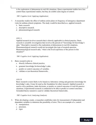 Test Bank for Understanding Nursing Research: Building an Evidence-Based Practice, 8th Edition (Chapters 1-14) - Page 21 preview image