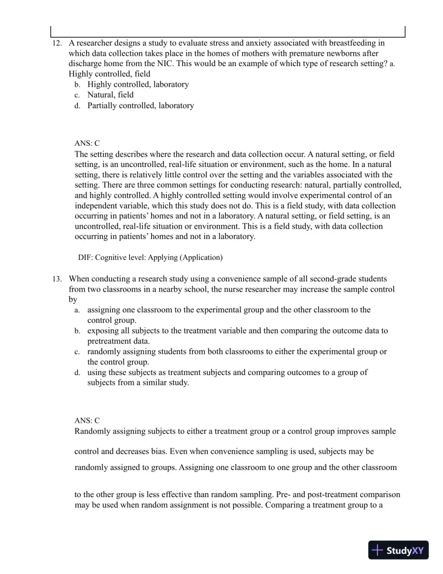 Test Bank for Understanding Nursing Research: Building an Evidence-Based Practice, 8th Edition (Chapters 1-14), page 23