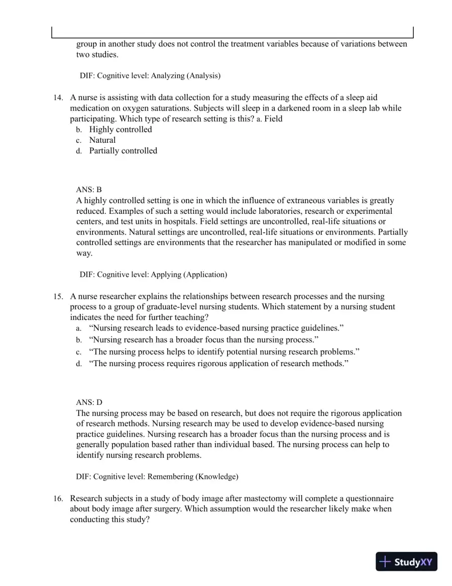 Test Bank for Understanding Nursing Research: Building an Evidence-Based Practice, 8th Edition (Chapters 1-14), page 24