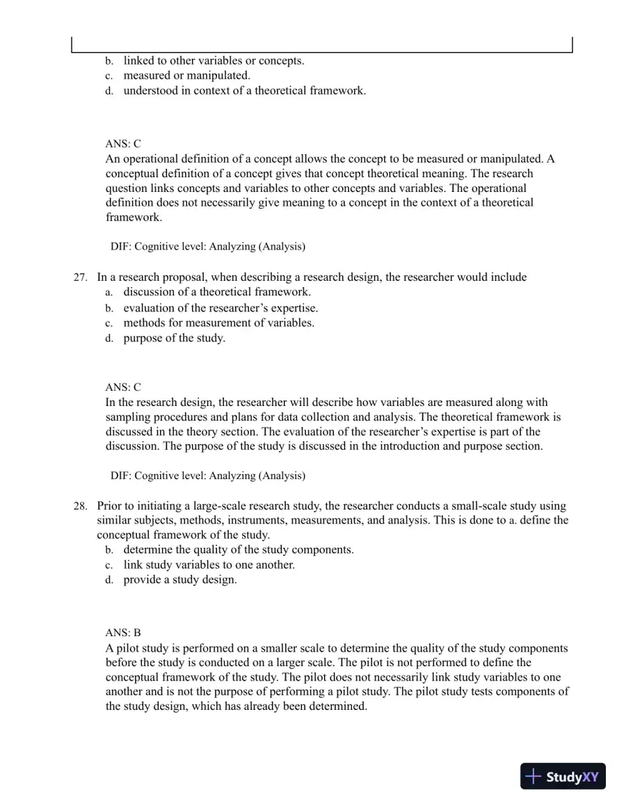Test Bank for Understanding Nursing Research: Building an Evidence-Based Practice, 8th Edition (Chapters 1-14), page 29