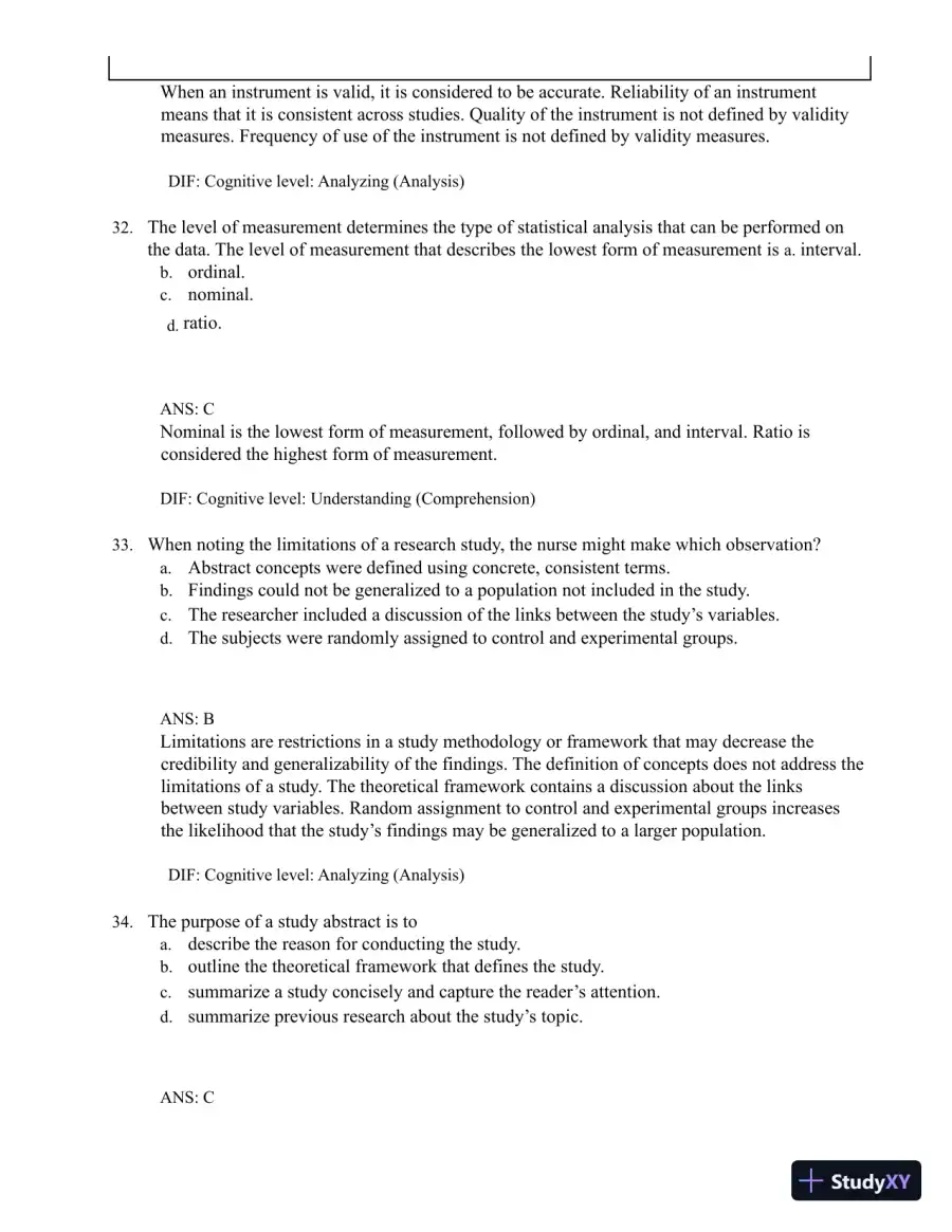 Test Bank for Understanding Nursing Research: Building an Evidence-Based Practice, 8th Edition (Chapters 1-14), page 31