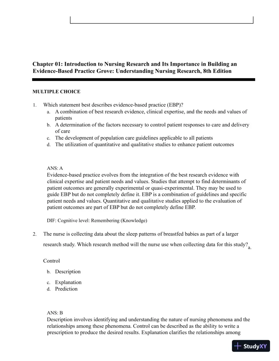 Test Bank for Understanding Nursing Research: Building an Evidence-Based Practice, 8th Edition (Chapters 1-14), page 4