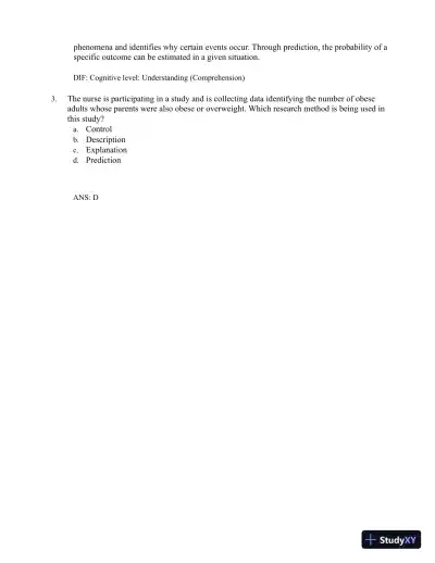 Test Bank for Understanding Nursing Research: Building an Evidence-Based Practice, 8th Edition (Chapters 1-14) - Page 5 preview image