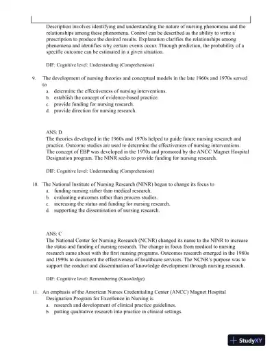 Test Bank for Understanding Nursing Research: Building an Evidence-Based Practice, 8th Edition (Chapters 1-14) - Page 8 preview image