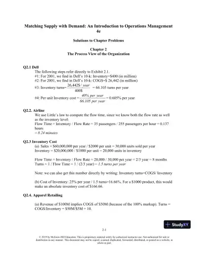 Solution Manual For Matching Supply with Demand: An Introduction to Operations Management, 4th Edition - Page 1 preview image