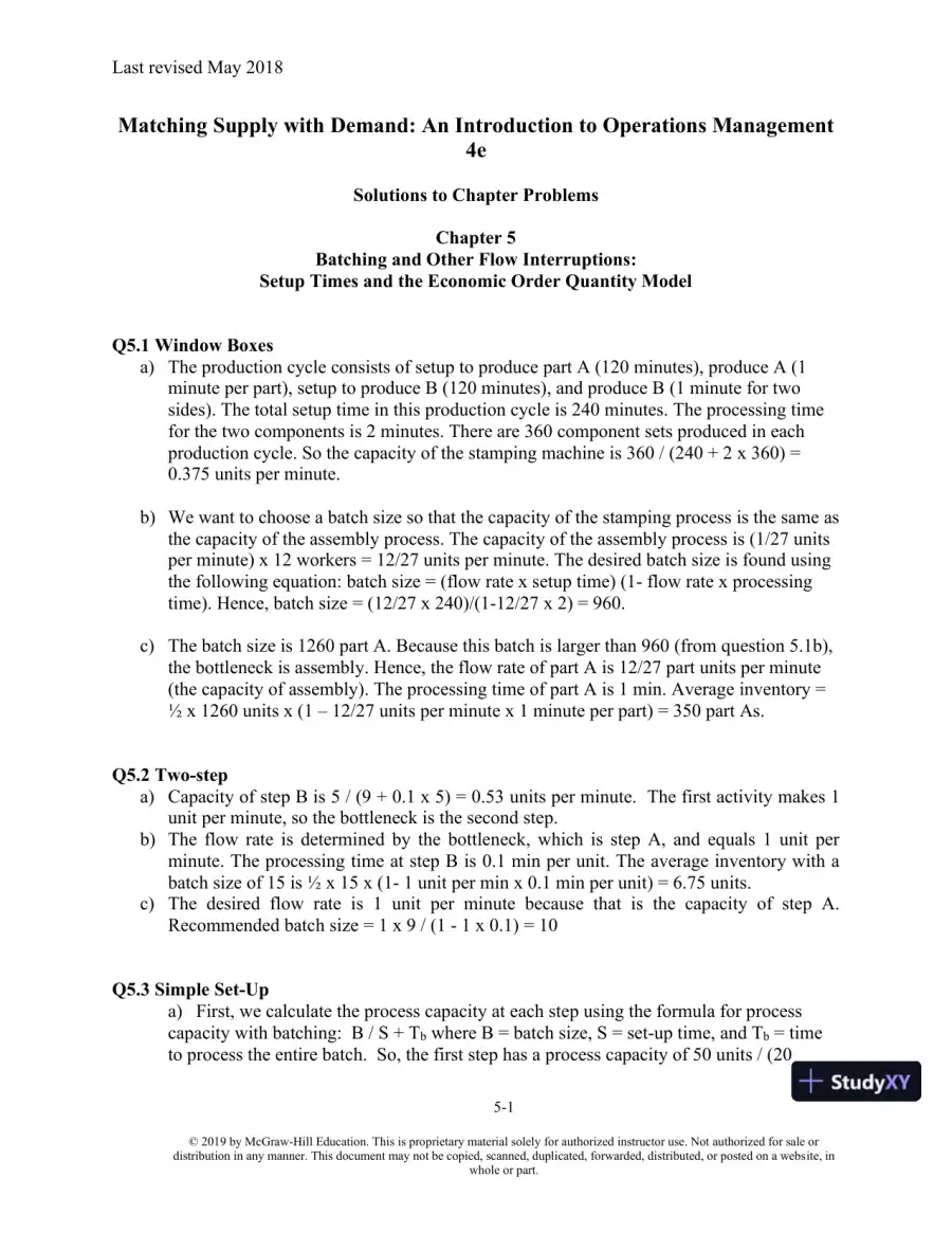 Solution Manual For Matching Supply with Demand: An Introduction to Operations Management, 4th Edition, page 16