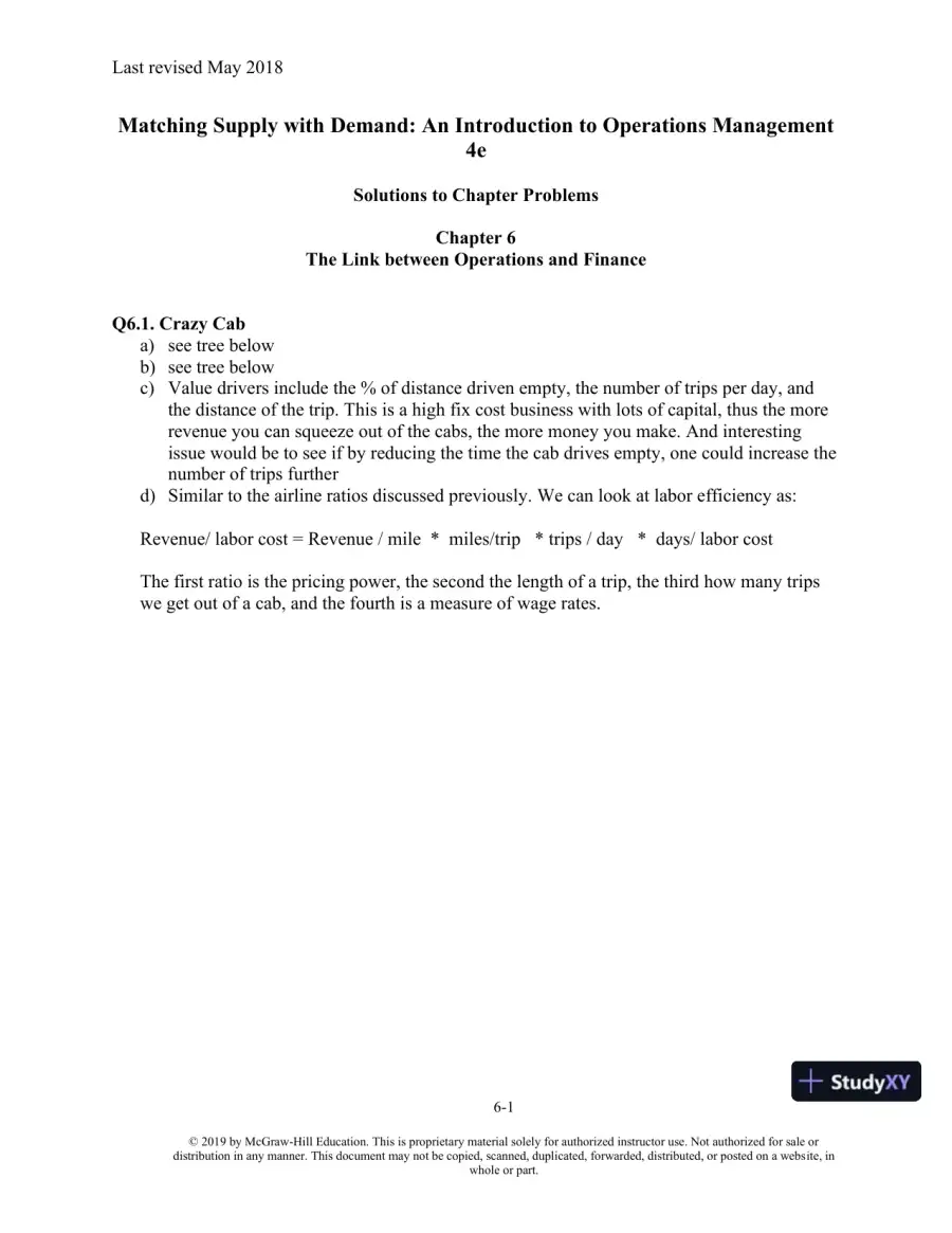 Solution Manual For Matching Supply with Demand: An Introduction to Operations Management, 4th Edition, page 22