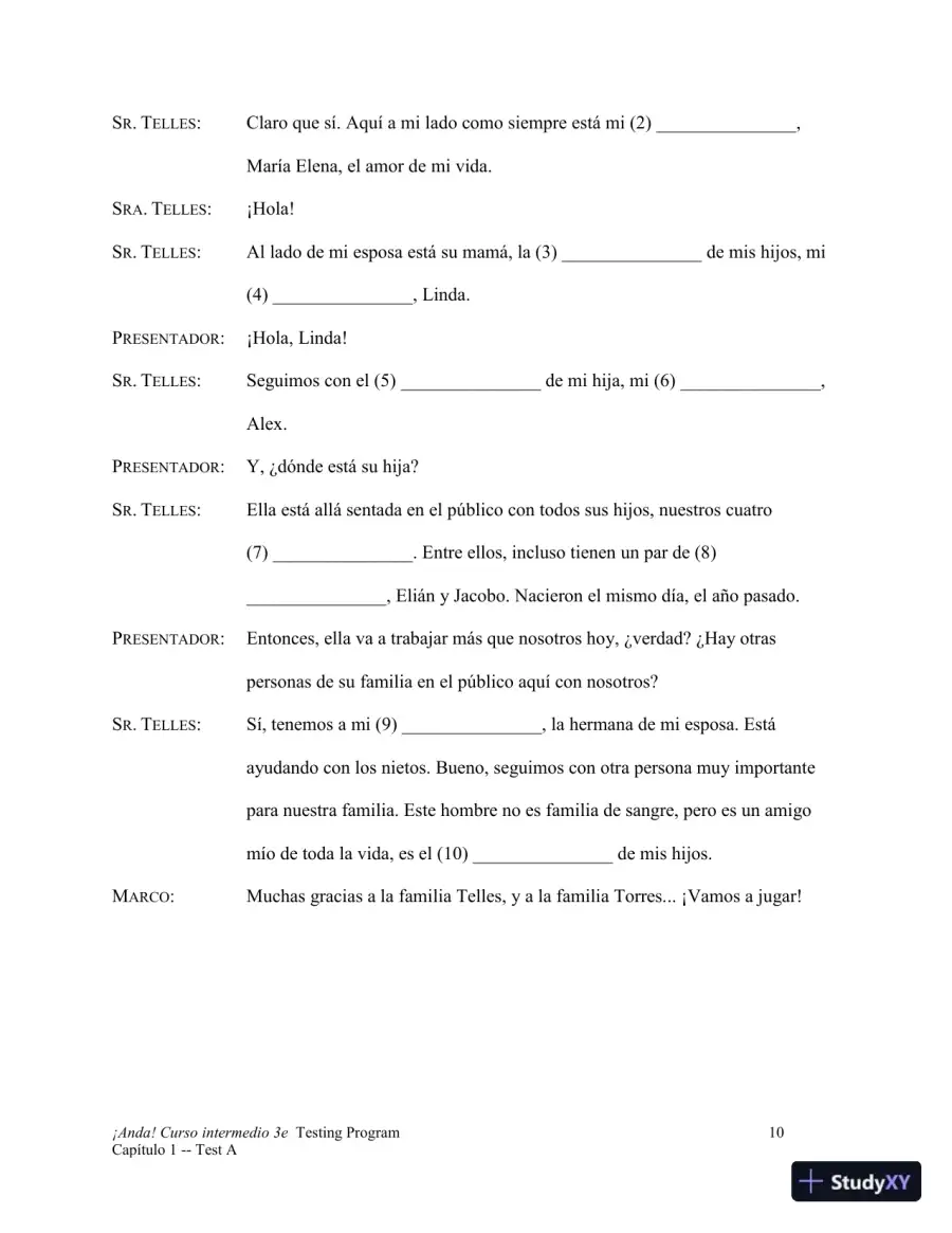 Test Bank for ¡Anda! Curso intermedio, 3rd Edition, page 11