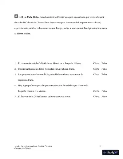 Test Bank for ¡Anda! Curso intermedio, 3rd Edition - Page 12 preview image