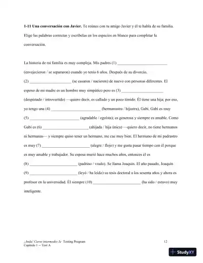 Test Bank for ¡Anda! Curso intermedio, 3rd Edition - Page 13 preview image