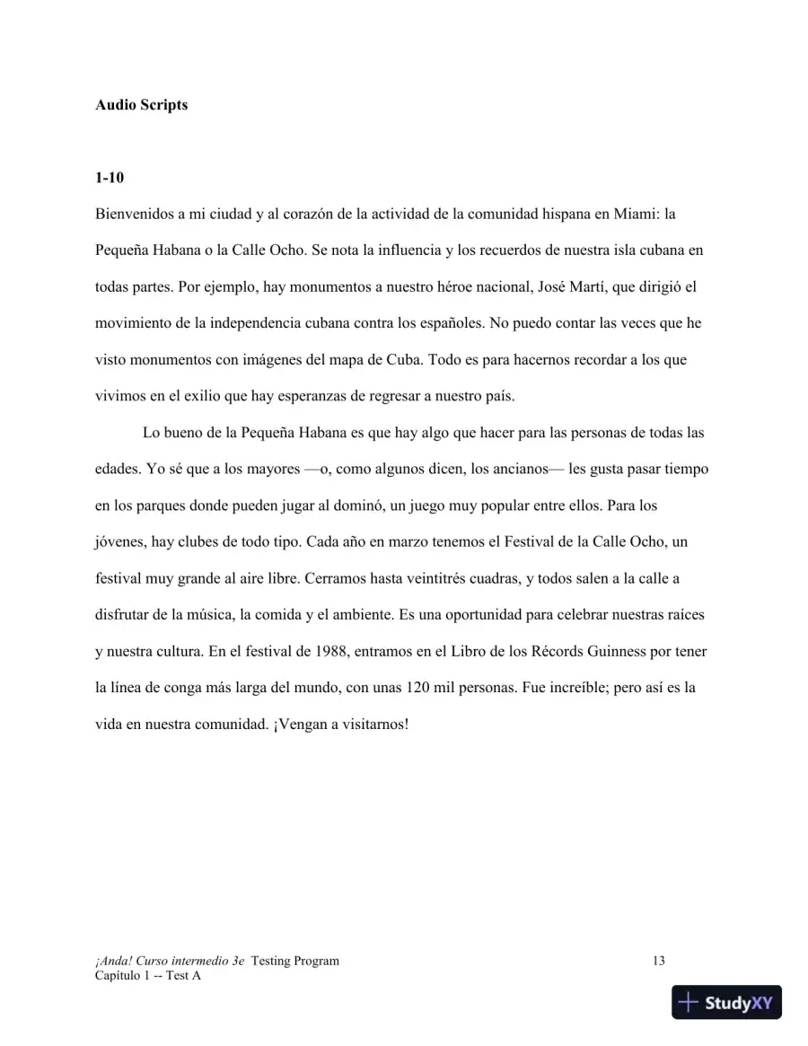 Test Bank for ¡Anda! Curso intermedio, 3rd Edition, page 14