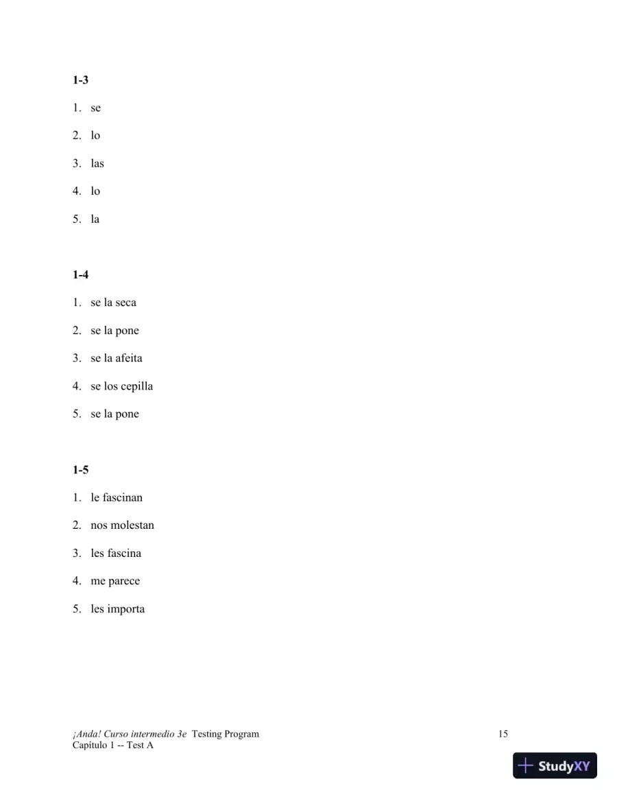 Test Bank for ¡Anda! Curso intermedio, 3rd Edition, page 16