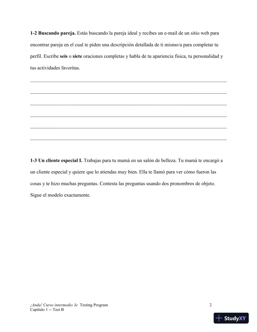 Test Bank for ¡Anda! Curso intermedio, 3rd Edition, page 21