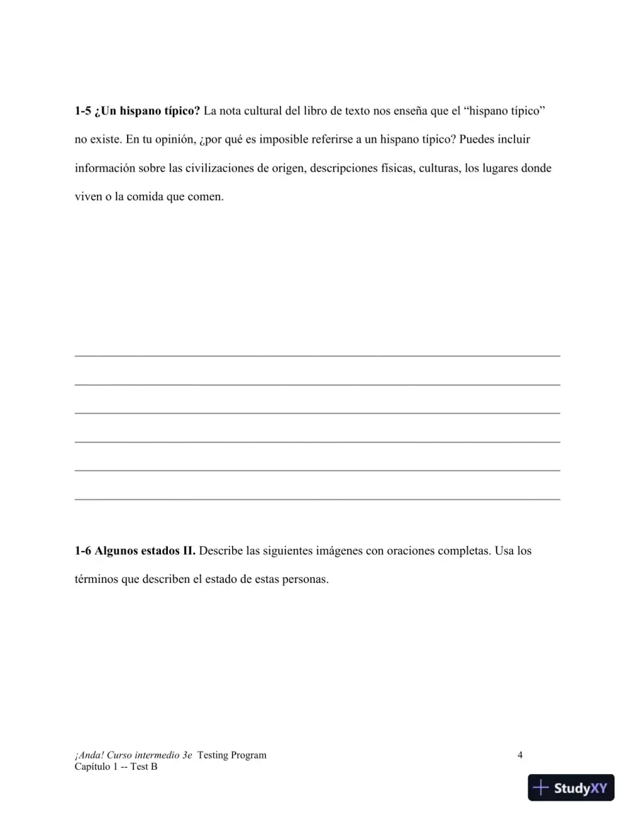 Test Bank for ¡Anda! Curso intermedio, 3rd Edition, page 23