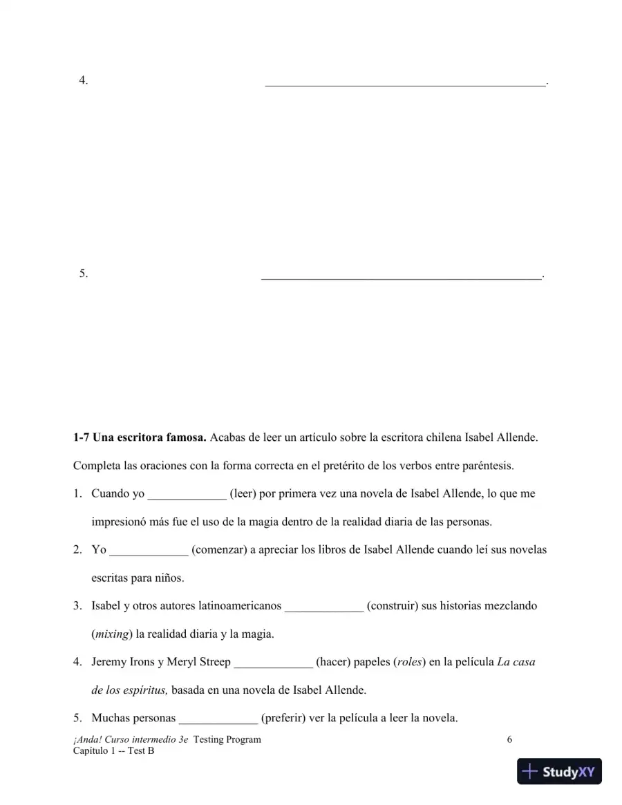 Test Bank for ¡Anda! Curso intermedio, 3rd Edition, page 25