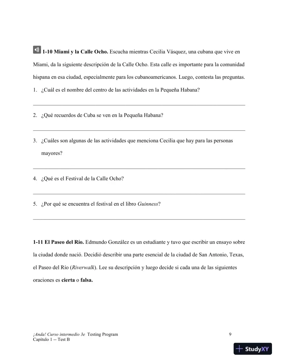 Test Bank for ¡Anda! Curso intermedio, 3rd Edition, page 28