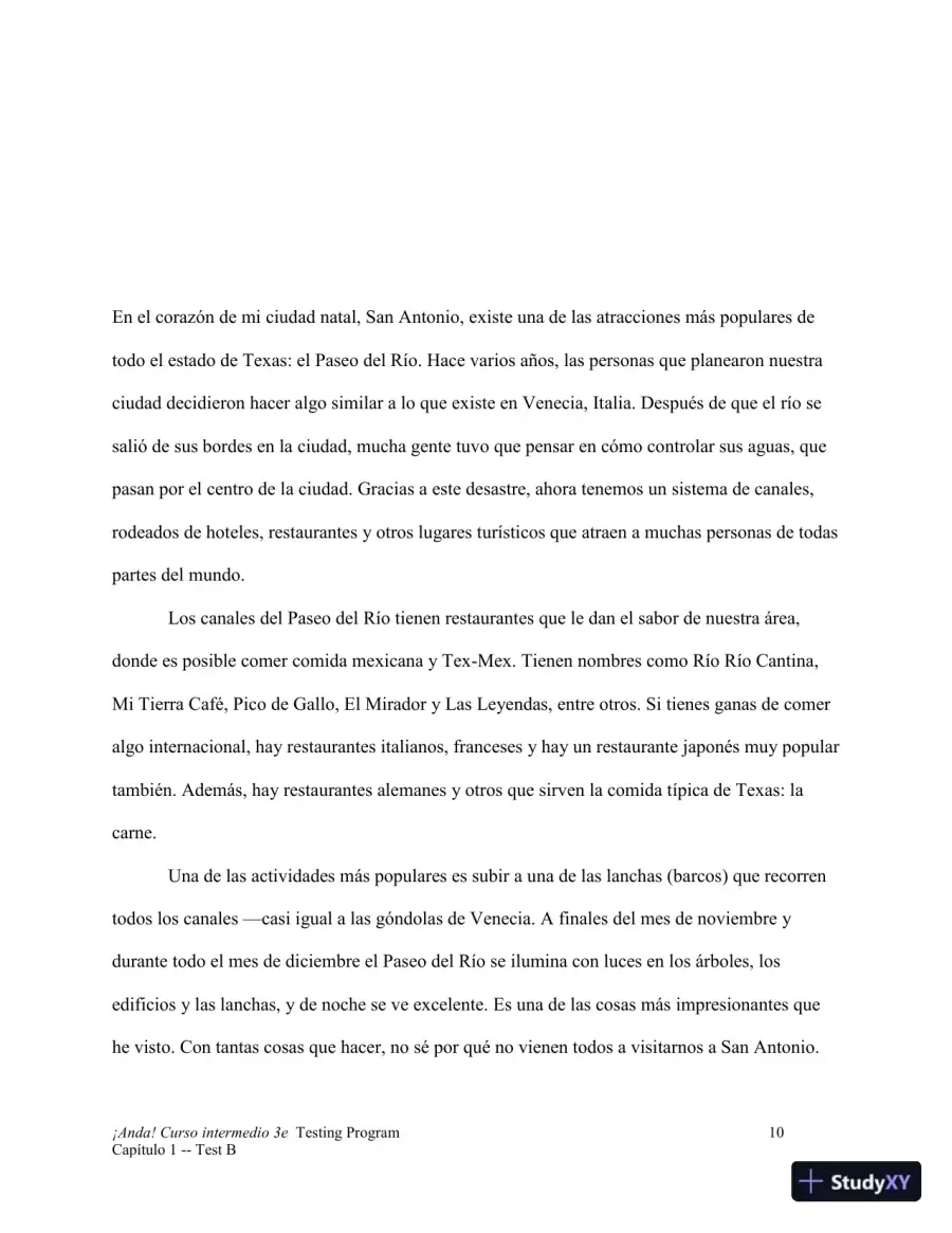 Test Bank for ¡Anda! Curso intermedio, 3rd Edition, page 29