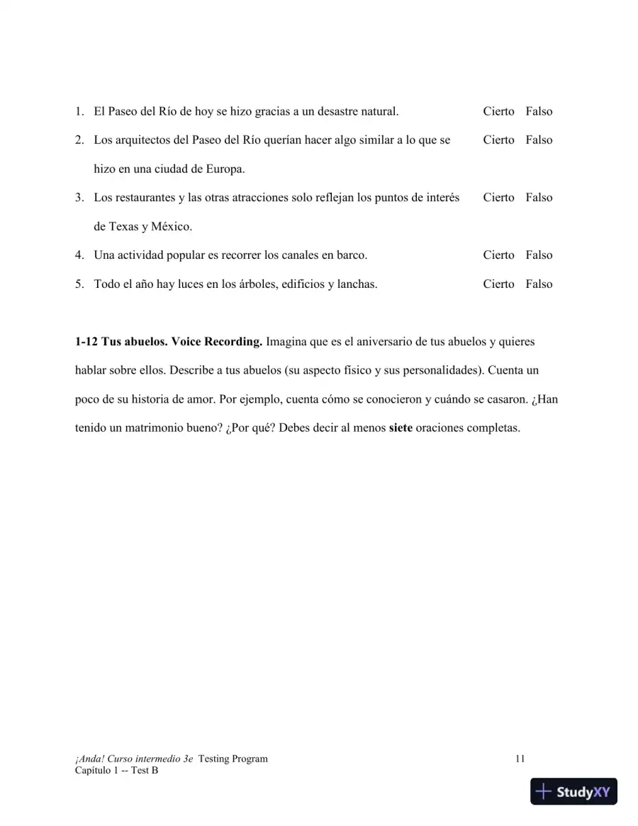 Test Bank for ¡Anda! Curso intermedio, 3rd Edition, page 30
