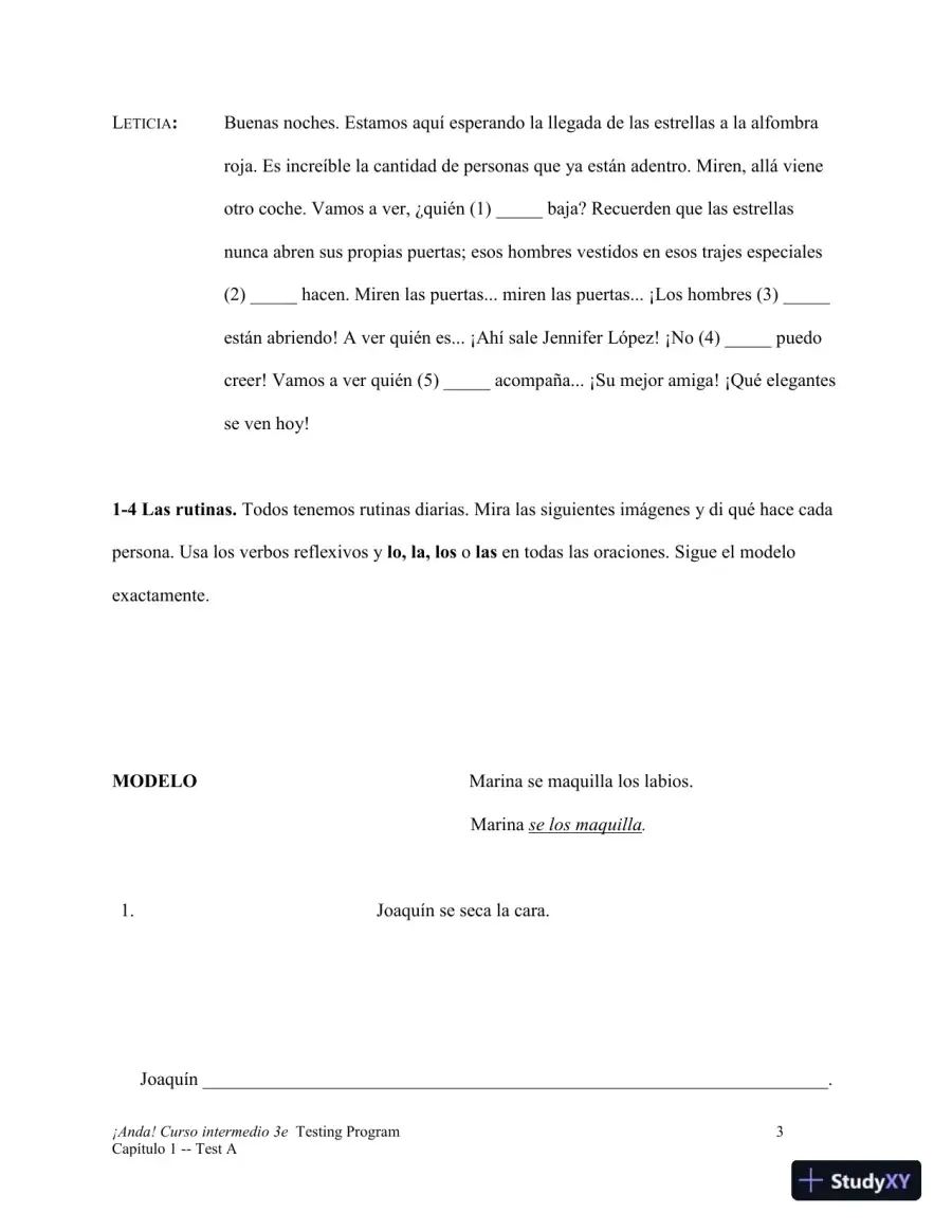 Test Bank for ¡Anda! Curso intermedio, 3rd Edition, page 4