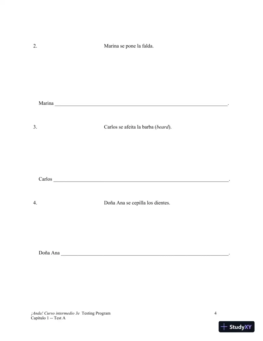 Test Bank for ¡Anda! Curso intermedio, 3rd Edition, page 5