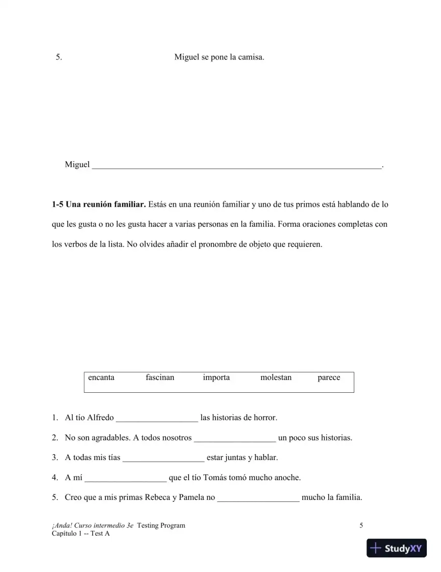 Test Bank for ¡Anda! Curso intermedio, 3rd Edition, page 6
