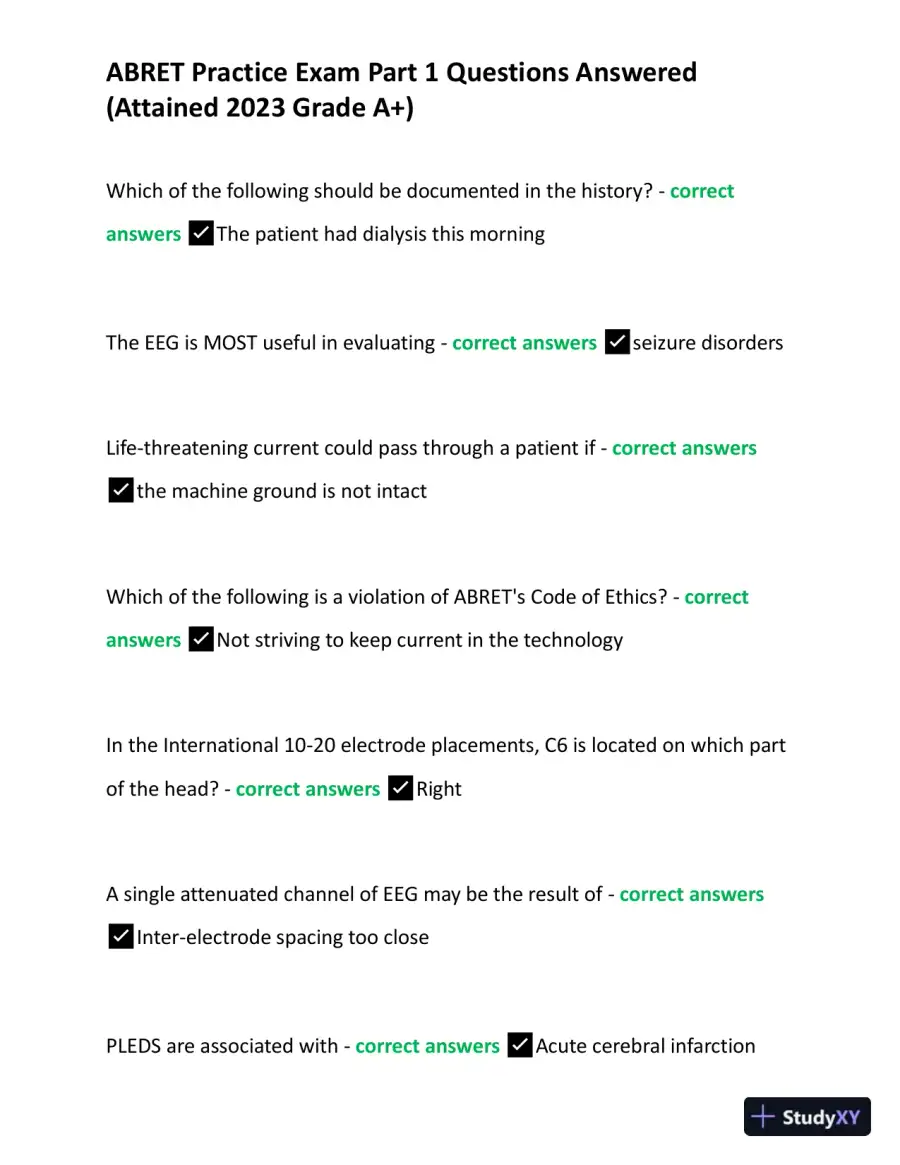 2023 ABRET Practice Exam Part 1 with Answers (167 Solved Questions), page 5