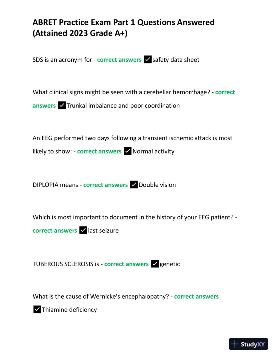 2023 ABRET Practice Exam Part 1 with Answers (167 Solved Questions), page 6