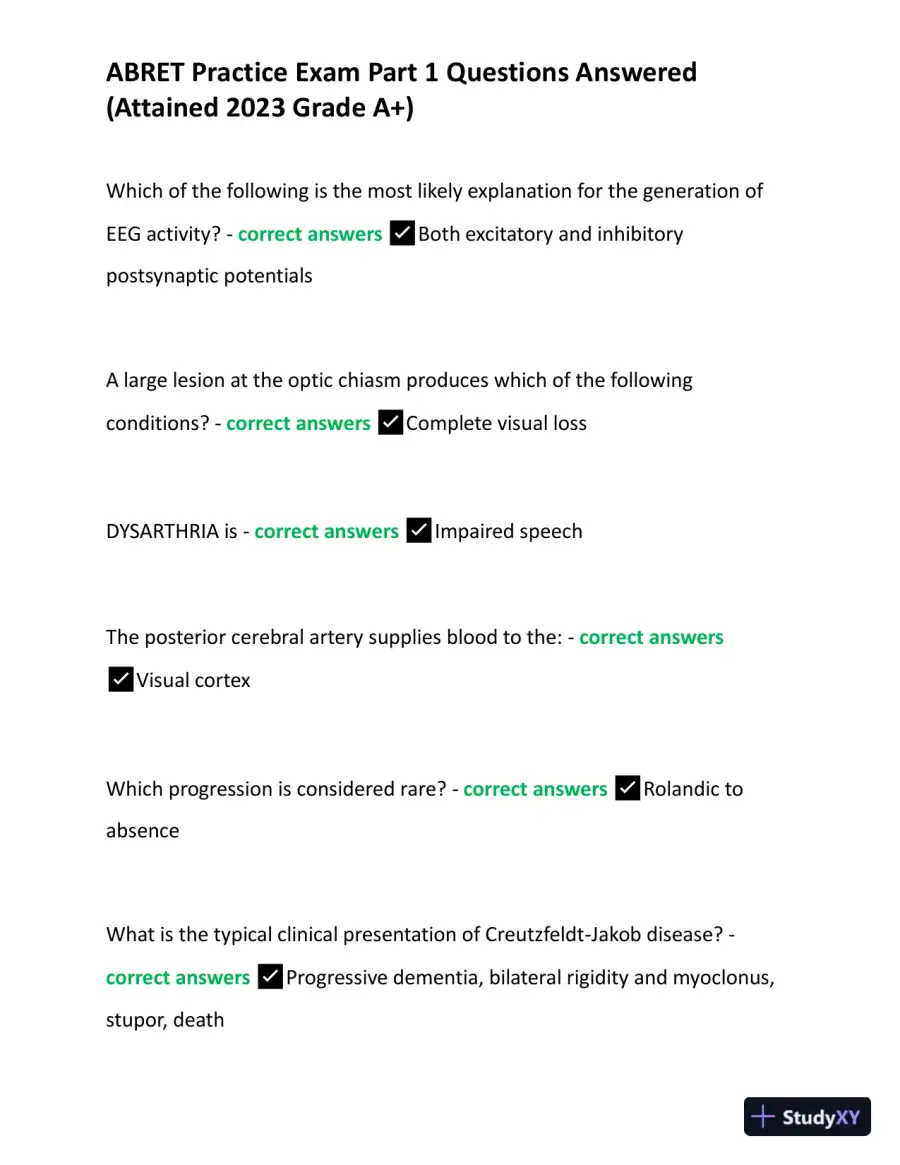 2023 ABRET Practice Exam Part 1 with Answers (167 Solved Questions), page 7