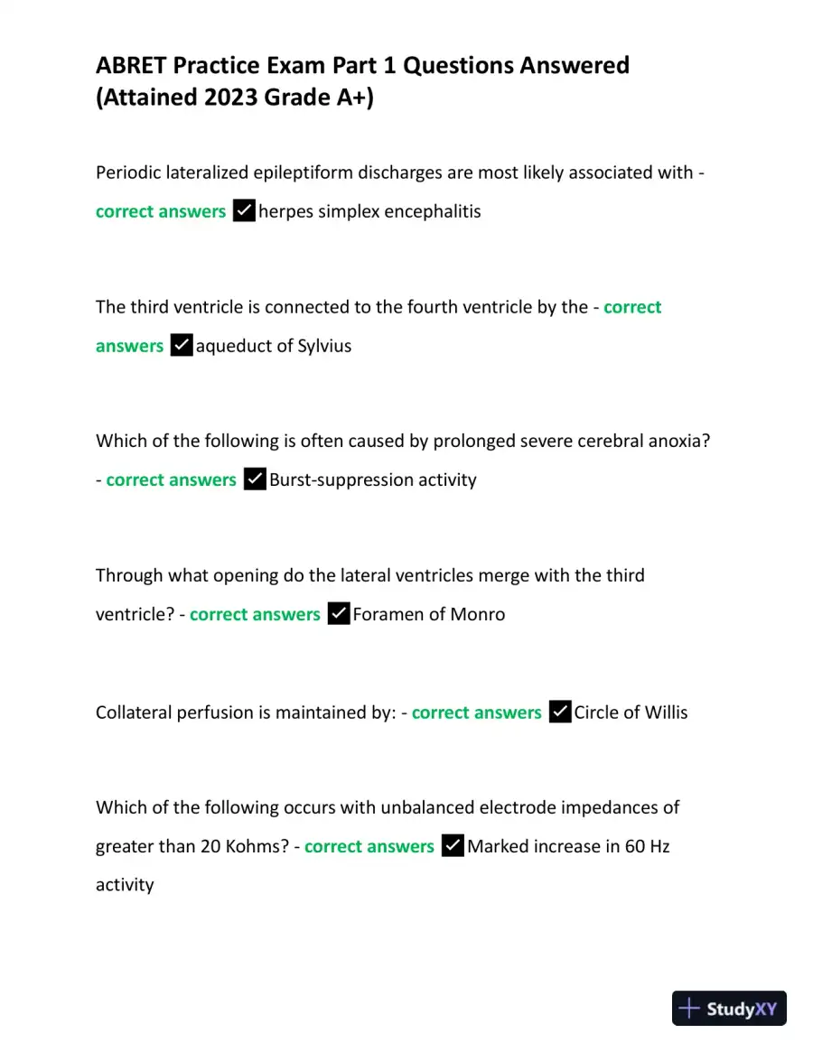 2023 ABRET Practice Exam Part 1 with Answers (167 Solved Questions), page 8
