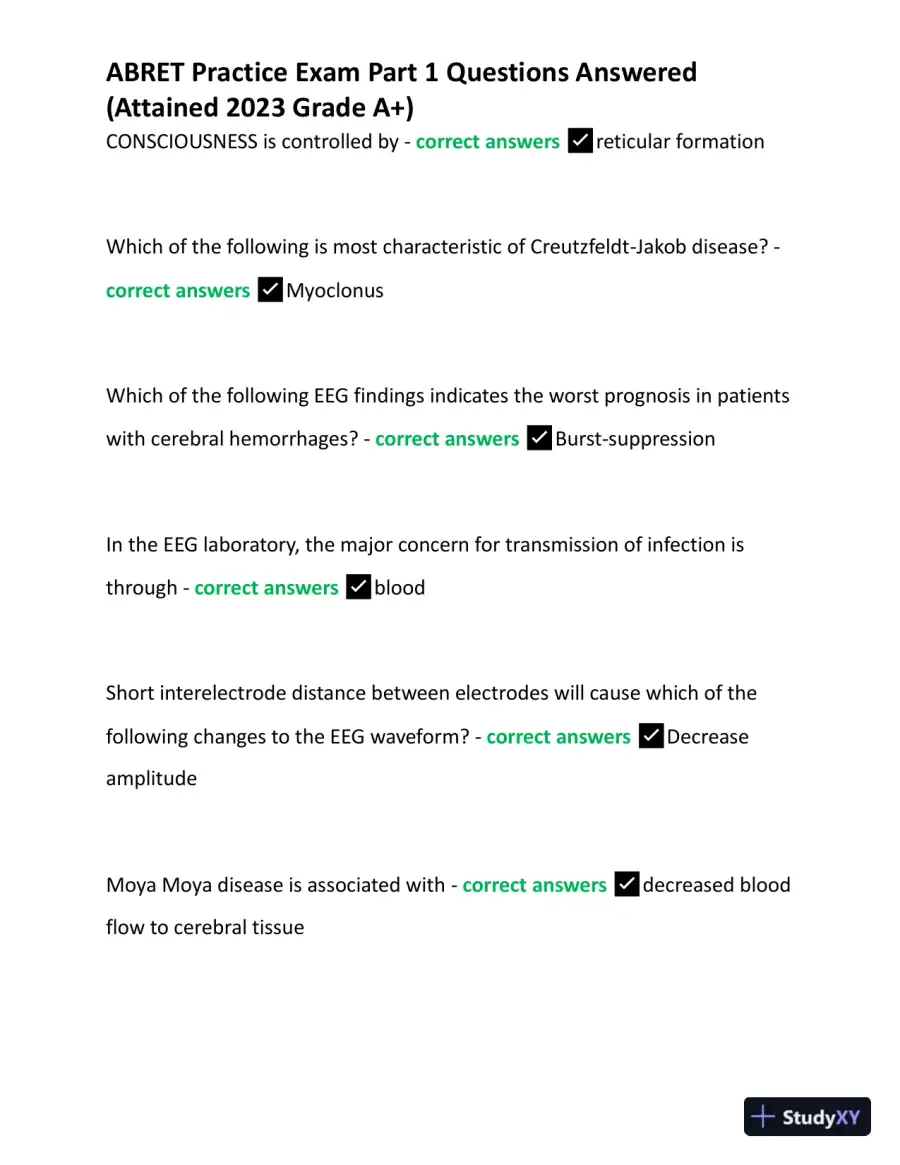 2023 ABRET Practice Exam Part 1 with Answers (167 Solved Questions), page 9