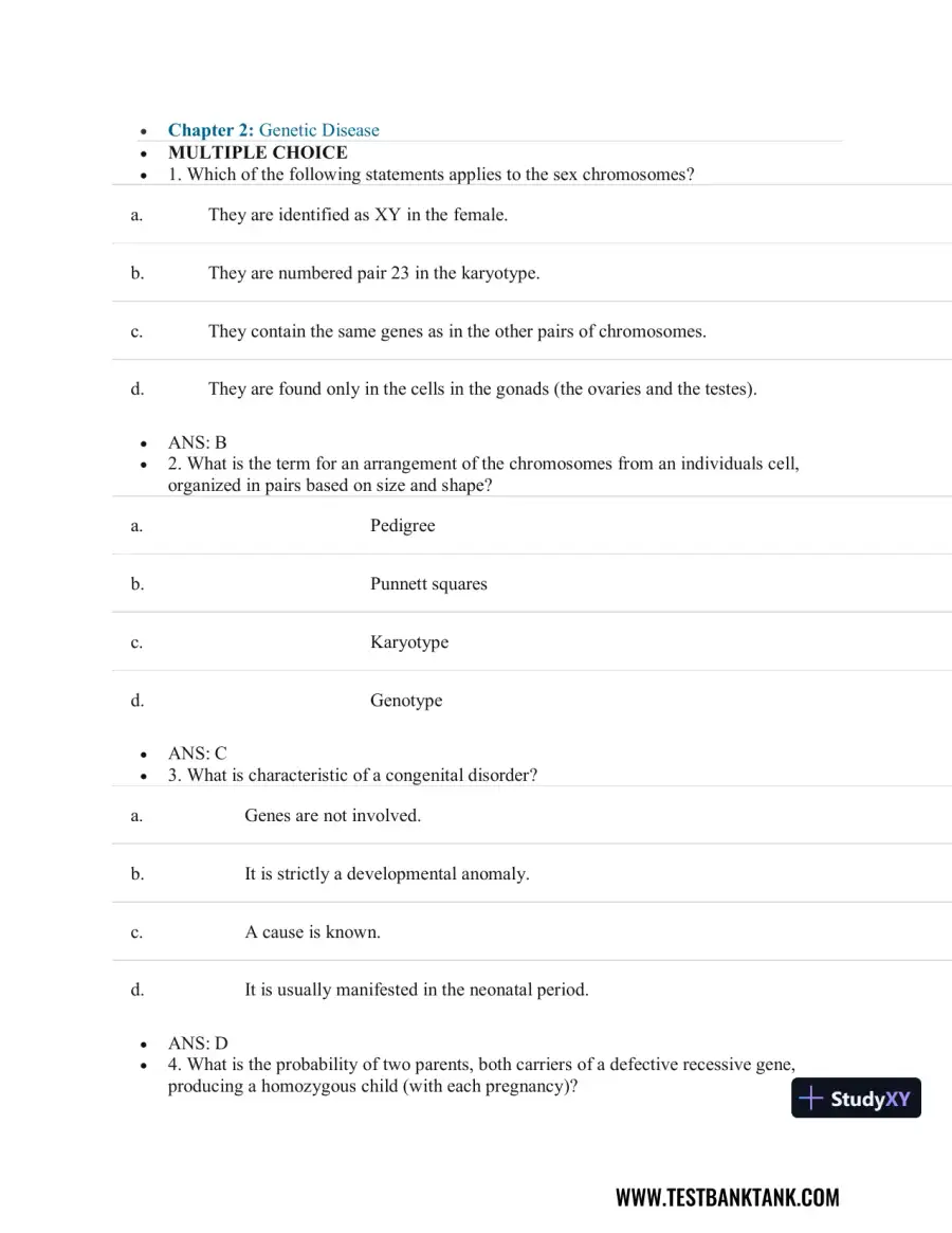 Test Bank For Pathophysiology of Disease: An Introduction to Clinical Medicine, 8th Edition, page 14