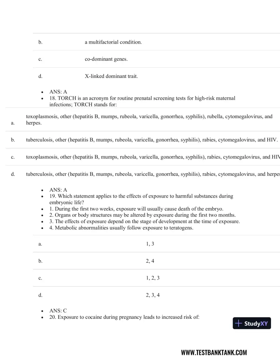 Test Bank For Pathophysiology of Disease: An Introduction to Clinical Medicine, 8th Edition, page 19