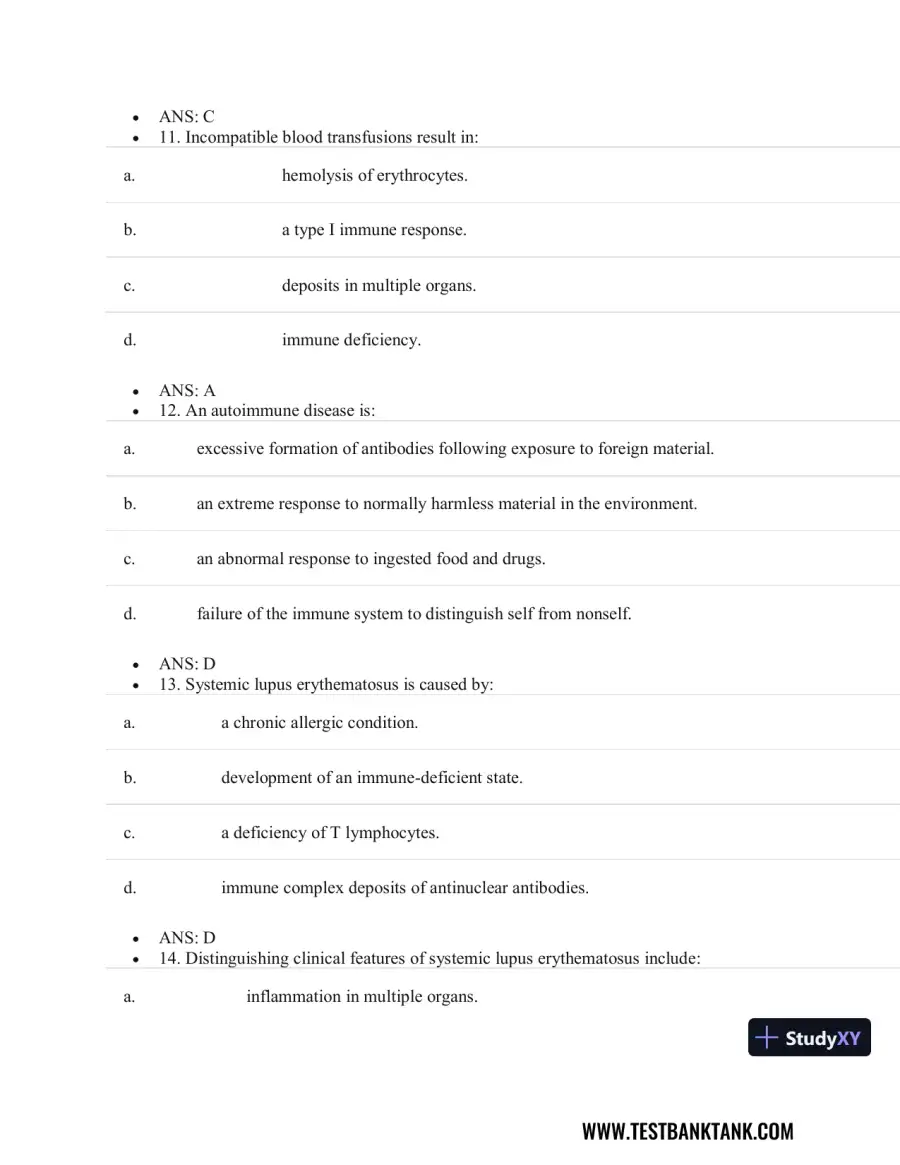 Test Bank For Pathophysiology of Disease: An Introduction to Clinical Medicine, 8th Edition, page 27