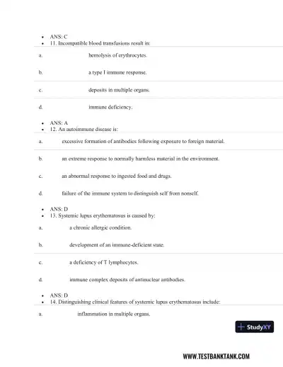 Test Bank For Pathophysiology of Disease: An Introduction to Clinical Medicine, 8th Edition - Page 27 preview image