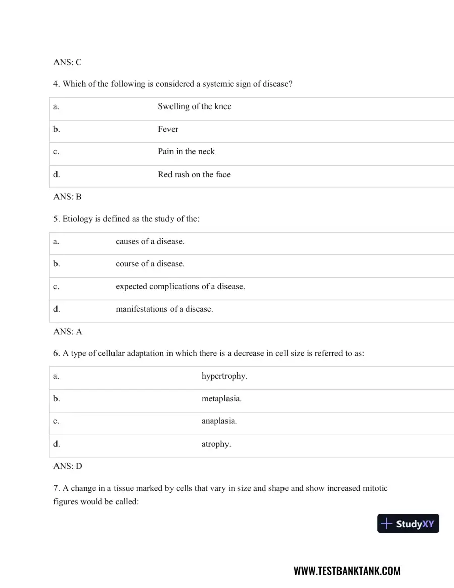 Test Bank For Pathophysiology of Disease: An Introduction to Clinical Medicine, 8th Edition, page 3