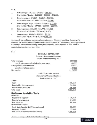 Financial Accounting 6th Canadian Edition Solution Manual - Page 11 preview image