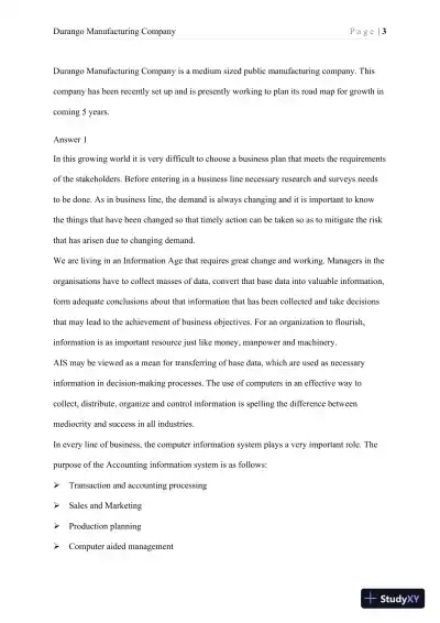 Strategic Growth and Financial Management Plan for Durango Manufacturing Company - Page 4 preview image