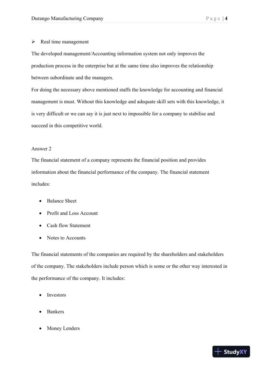 Strategic Growth and Financial Management Plan for Durango Manufacturing Company, page 5
