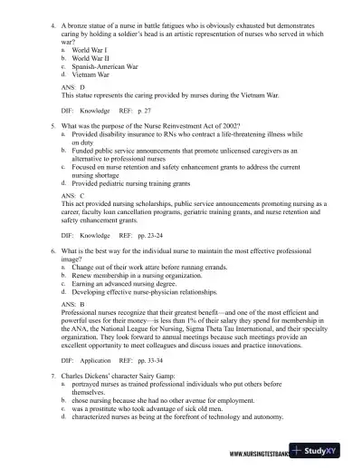 Test Bank For Contemporary Nursing: Issues, Trends, And Management, 7th Edition - Page 10 preview image