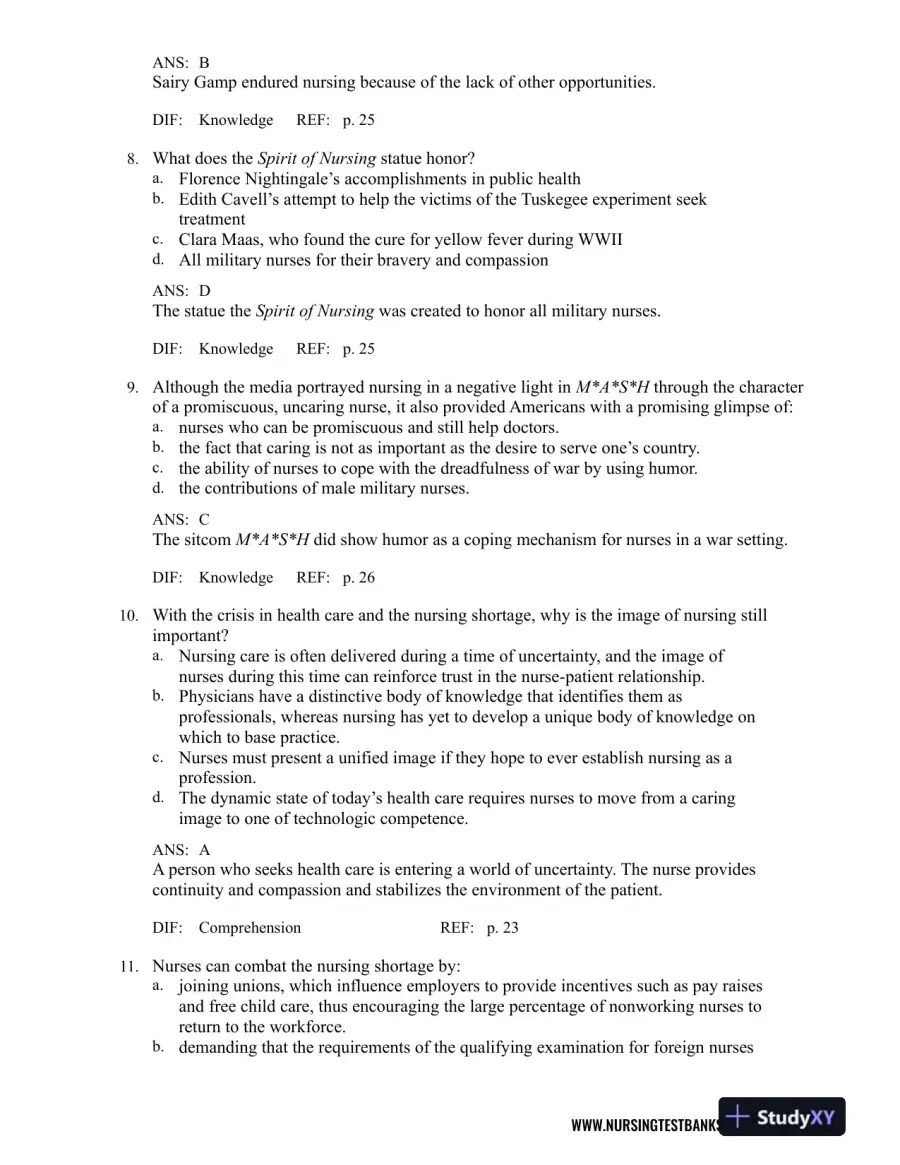 Test Bank For Contemporary Nursing: Issues, Trends, And Management, 7th Edition, page 11